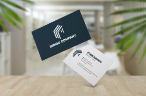 Group of minimal business card mockup with office